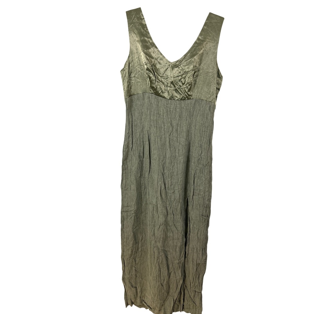 Vintage All That Jazz Earthy Green Dress 90s Boho Fairy Grunge Retro Slip Hippie